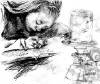 college girl drawing