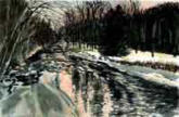 watercolour of winter creek